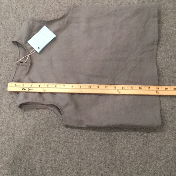 Tank Top 100% Linen Girl Sz L 10/12 Shirt Gray Preppy Mom and Pop's Kids Neutral - Picture 8 of 9